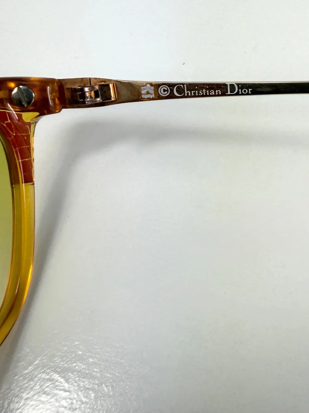 VTG Christian Dior 2403 Croc Embossed Butterfly Cat Eye CD Logo Yellow Burgundy
